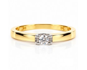Годежен Пръстен с Диамант със Скрито Сърце 18К Бяло и Жълто Злато Bloom Jewellery
